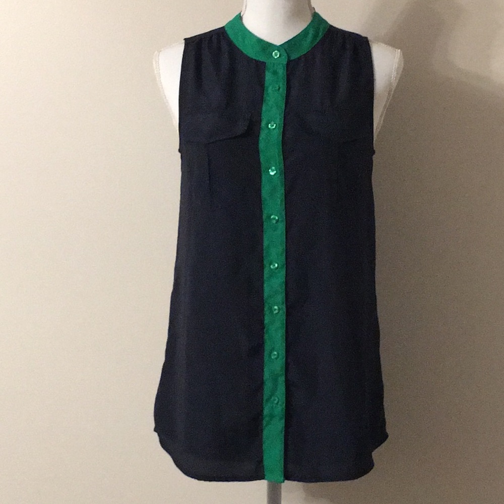 J Crew Color Block Sleeveless Button Up Top - image 1